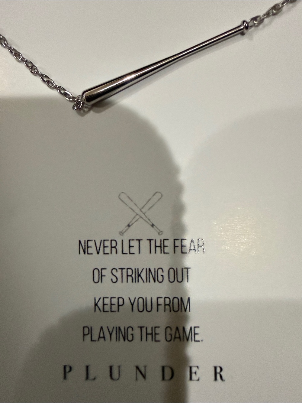 Plunder Silver-Tone Baseball Bat Pendant Necklace NWT